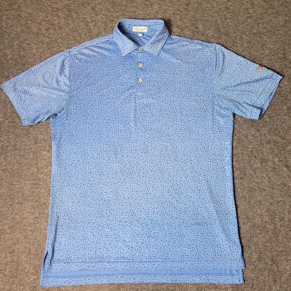 Peter Millar Mexican Desert Mens Golf Polo Shirt Sz M Blue Cactus LCCA Club Logo - Picture 1 of 10